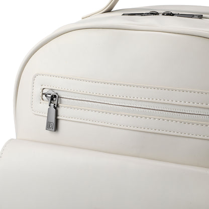 Venezia slijtvaste rugtas wit - PU leer - 14 inch laptopvak - waterafstotend