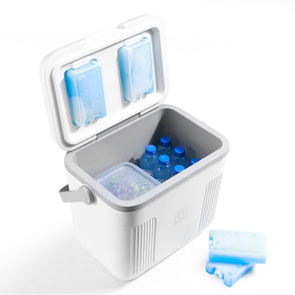 Brisby Koelbox 22L wit + 2 thermosflessen 0,5L set -  incl. 4 koelelementen