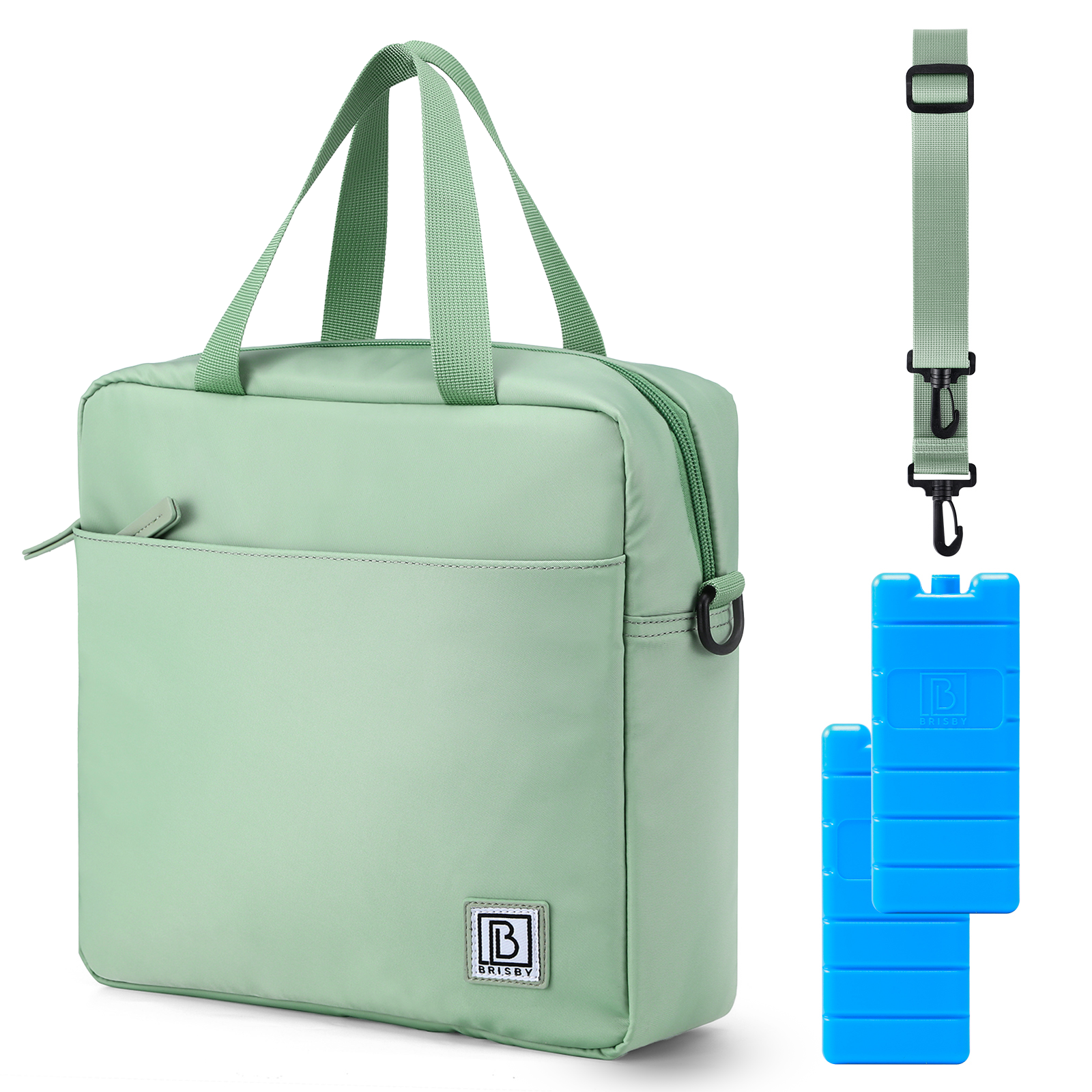 Brisby Koeltas 7L smooth green - incl. 2 koelelementen, schouderband