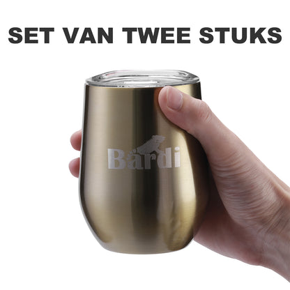 Bardi Thermosbekers 0,3L RVS goud set -  incl. deksels - dubbelwandig
