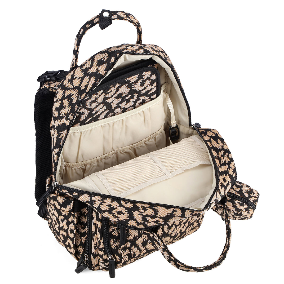 Brisby Premium Luiertas – Uitgebreide en Functionele Verzorgingstas – met buggymontage – Anti Diefstal Vakken - Reistrolley Sleeve - Inclusief verschoonmatje t.w.v.15,99 euro en speenhouder - Levenslange Garantie - Leo