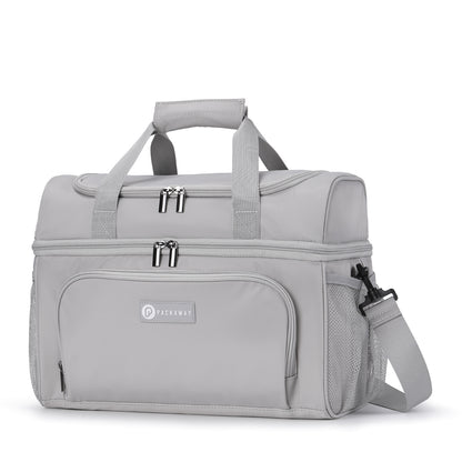 Packaway Koeltas 30L - Lunchtas - Inclusief 4 Koelelementen - Dubbel Compartiment - 4-Laags Geïsoleerd - Waterafstotend - Modern Grey