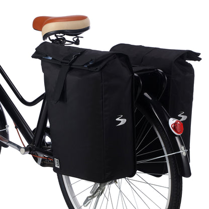 Brisby Dubbele Fietstas Rolltop Zwart 39-48L Waterdicht Geschikt voor Elektrische Fietsen & E-Bike - Zwart