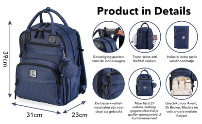 Brisby Premium Luiertas - Blauw - Kinderrugzak - 1.5L kinderlunchtas Leeuw