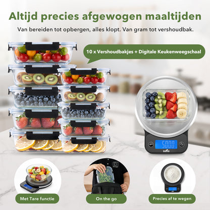 Bardi Digitale keukenweegschaal - Tarra functie - 1 g tot 10 kg - wit