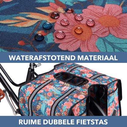 Packaway Dubbele Fietstassen 36L Wild Garden - waterdicht - reflectie