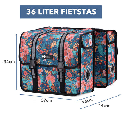 Packaway Dubbele Fietstassen 36L Wild Garden - waterdicht - reflectie