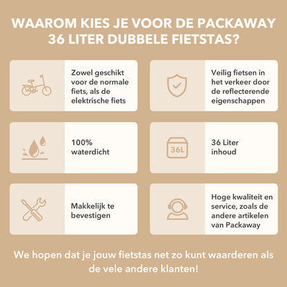 Packaway dubbele fietstas 36 liter waterafstotend met reflectie Pastel Blossom