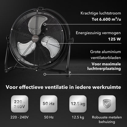 Dryconic wandventilator 500mm - Incl. wandbeugel - 3 snelheden - 360 graden draaibaar