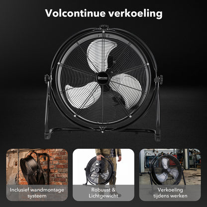 Dryconic wandventilator 500mm - Incl. wandbeugel - 3 snelheden - 360 graden draaibaar