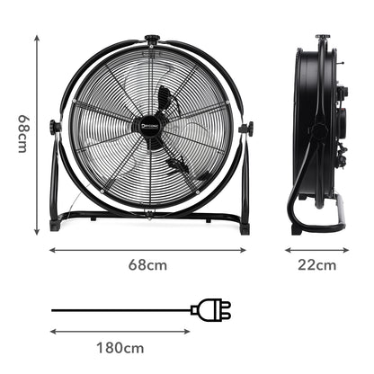 Dryconic wandventilator 500mm - Incl. wandbeugel - 3 snelheden - 360 graden draaibaar