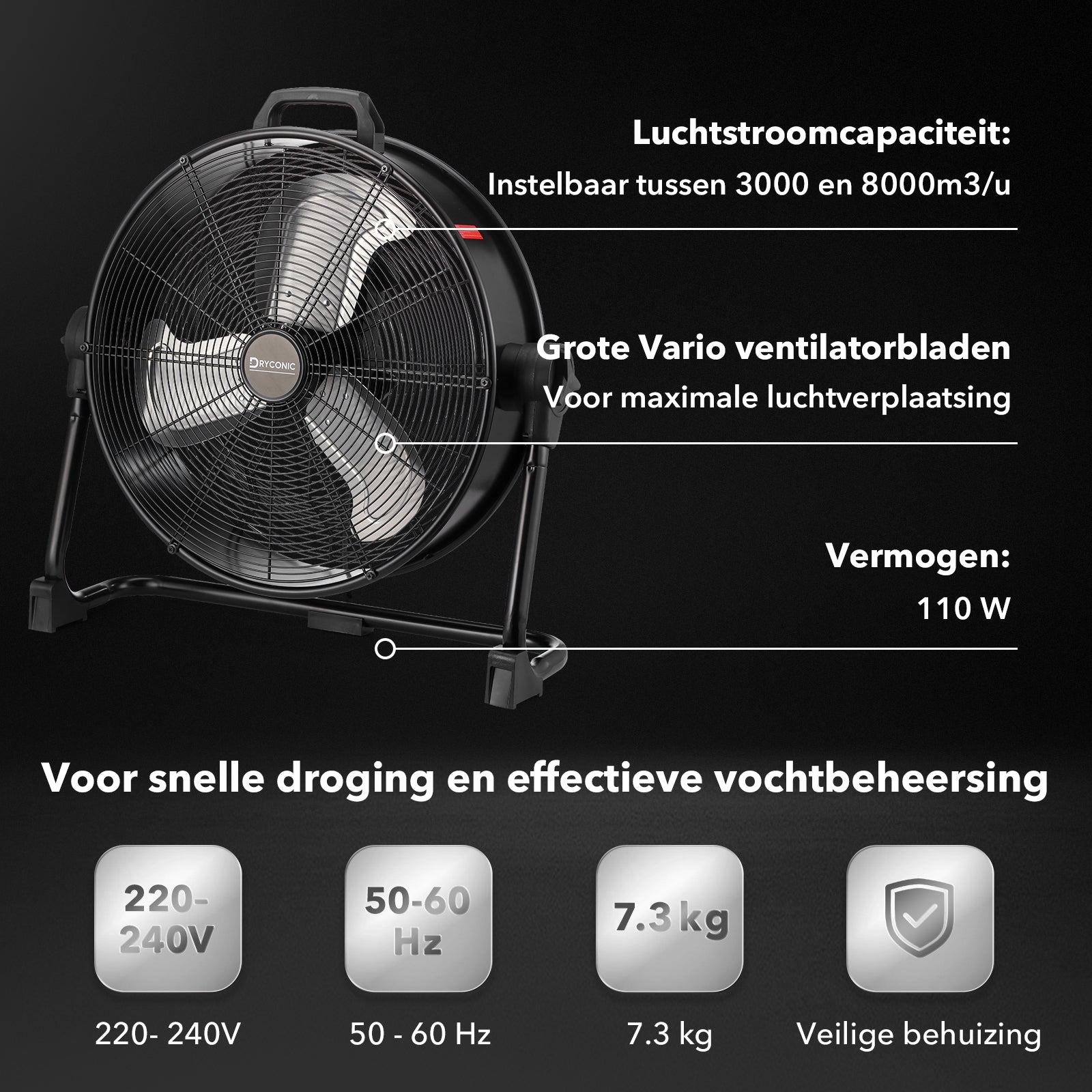 Dryconic Vario industriële ventilator 510mm - variabele snelheid tot 8000 m3/uur