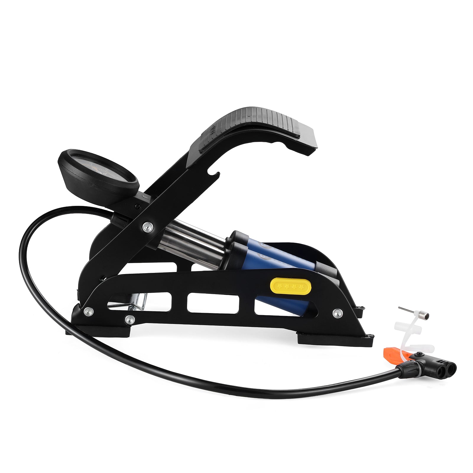 Packaway voetpomp dubbel cilinder met manometer - 8 bar - Presta en Schrader