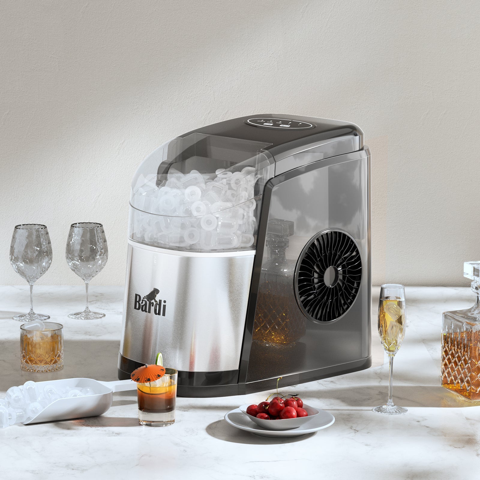 Bardi IJsblokjesmachine 1,6L RVS - incl. thermoscup en ijsschep - RVS / 1,6 Liter