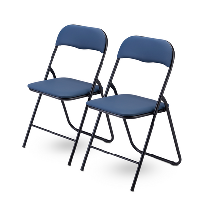 Bardi set van 2 klapstoelen blauw met PVC zitting en rugleuning - stalen frame - draagvermogen 100 kg
