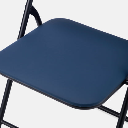 Bardi set van 2 klapstoelen blauw met PVC zitting en rugleuning - stalen frame - draagvermogen 100 kg