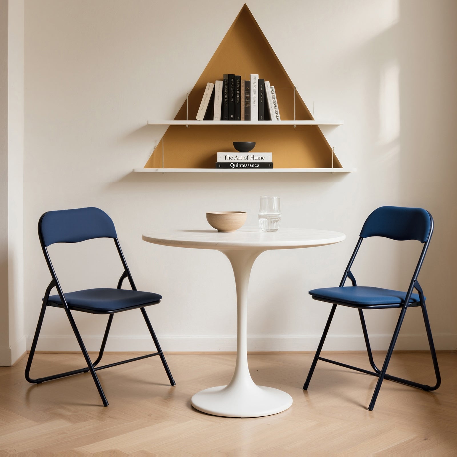 Bardi set van 2 klapstoelen blauw met PVC zitting en rugleuning - stalen frame - draagvermogen 100 kg