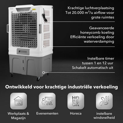 Dryconic 50442 industriële luchtkoeler 20.000 m3 per uur - 145 liter watertank - met afstandsbediening en koelelementen