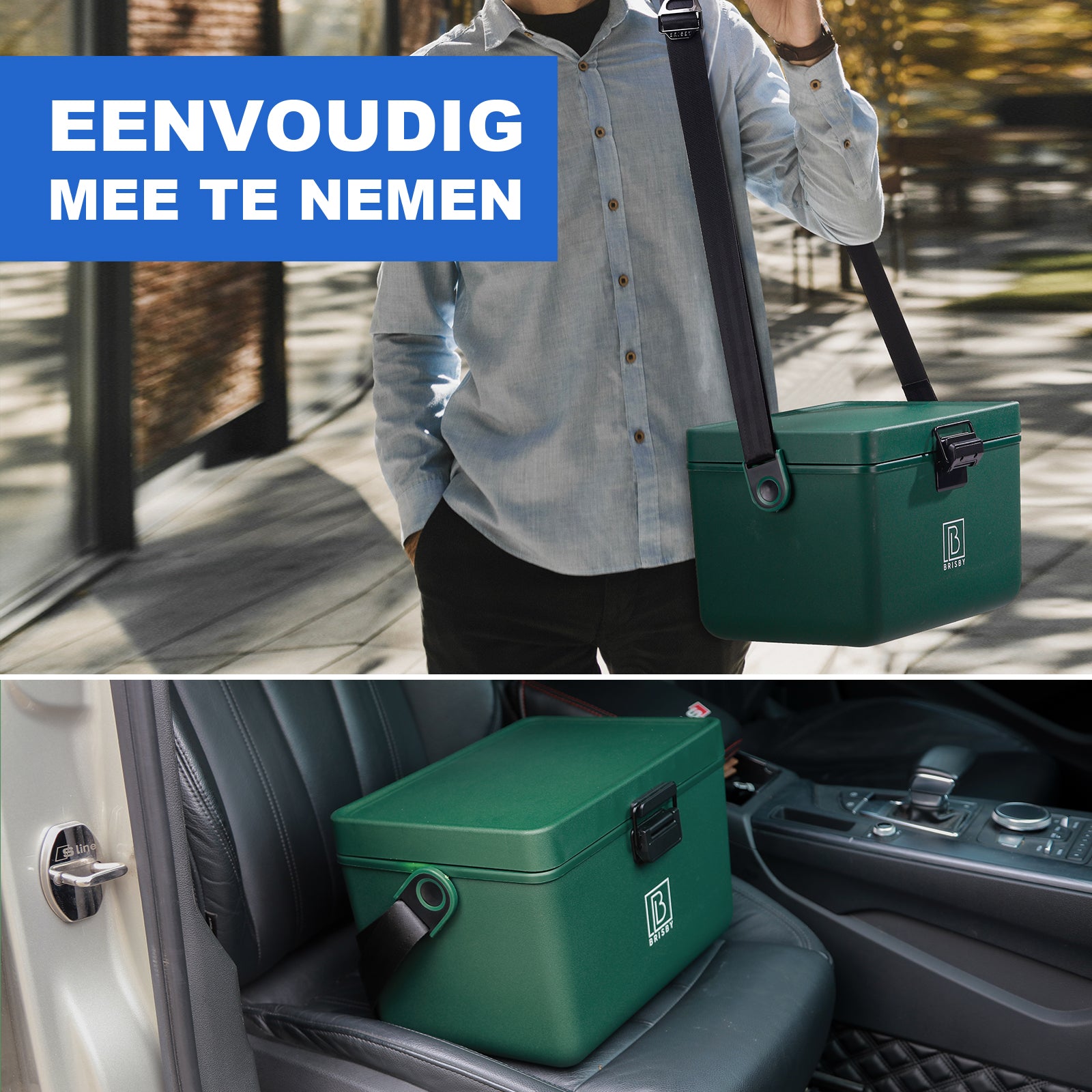 Koelbox 12L met draagband groen - dividers - snijplanken - tot maximaal 40 uur isolatie - incl. 2 koelelementen van 200ml