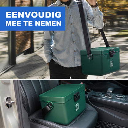 Koelbox 12L met draagband groen - dividers - snijplanken - tot maximaal 40 uur isolatie - incl. 2 koelelementen van 200ml