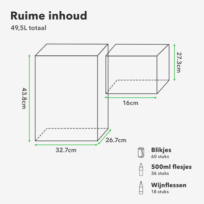 Brisby Compressor koelbox 49,5L grijs - incl. 2x 1,2L thermosbekers