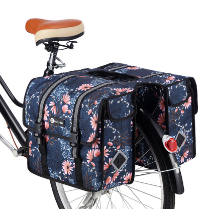 Packaway Dubbele Fietstassen 36L Japanese Flower - waterdicht - reflectie