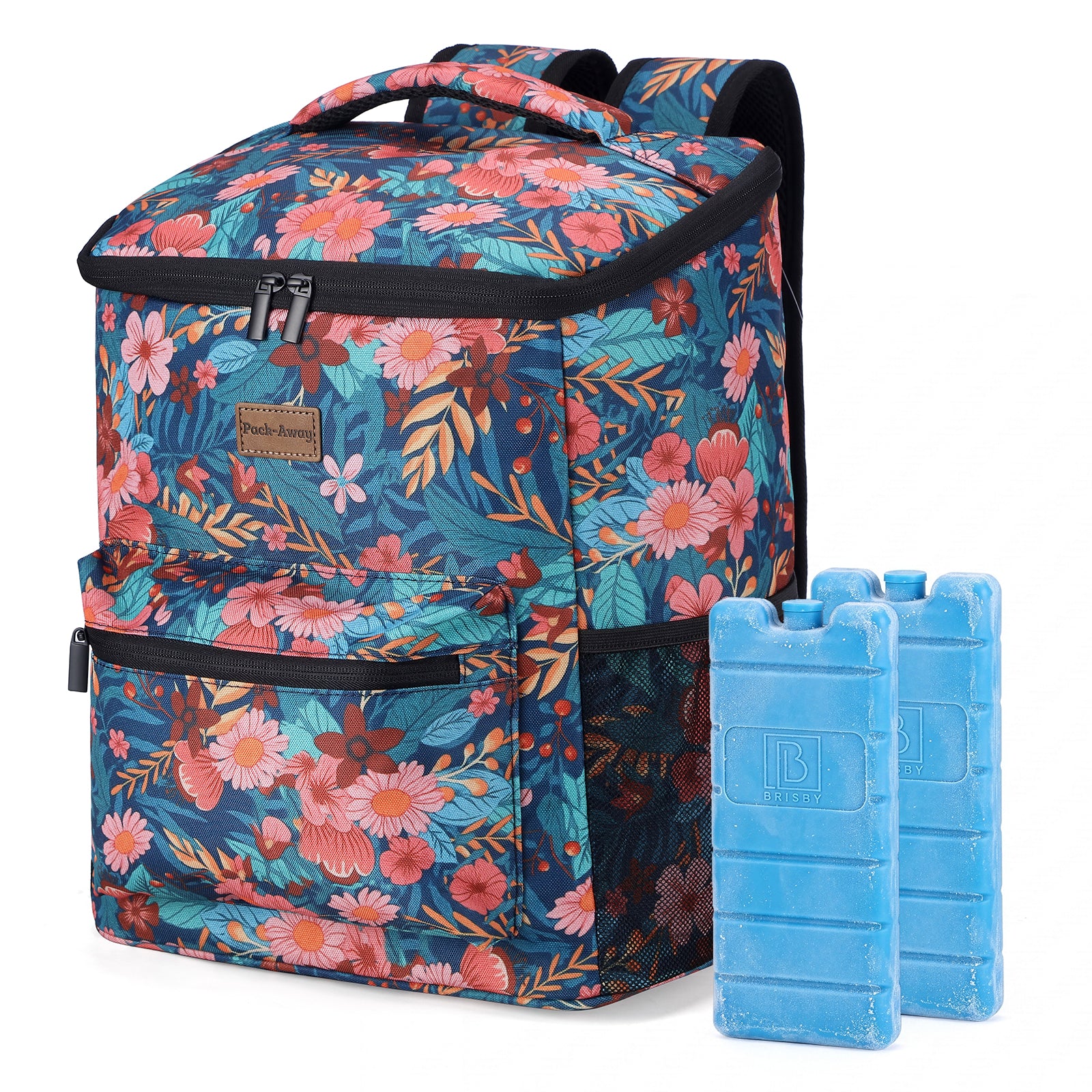 Packaway koeltas rugzak 25 liter met 2 koelelementen en flessenopener waterafstotend anti diefstal vak 4 laags isolatie Wild Garden