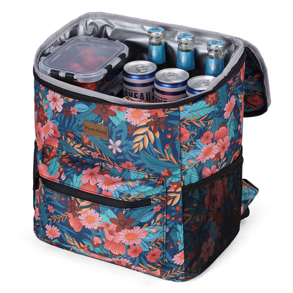 Packaway koeltas rugzak 25 liter met 2 koelelementen en flessenopener waterafstotend anti diefstal vak 4 laags isolatie Wild Garden