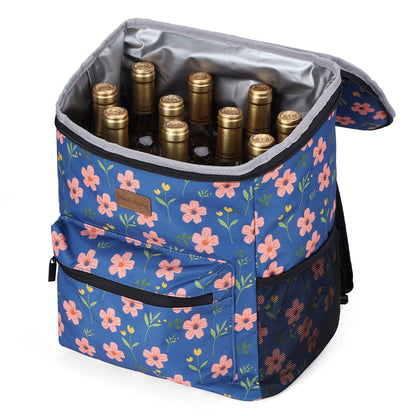 Packaway koeltas rugzak 25 liter met 2 koelelementen en flessenopener - waterafstotend - antidiefstal vak - 4 laags isolatie - Blue Blossom