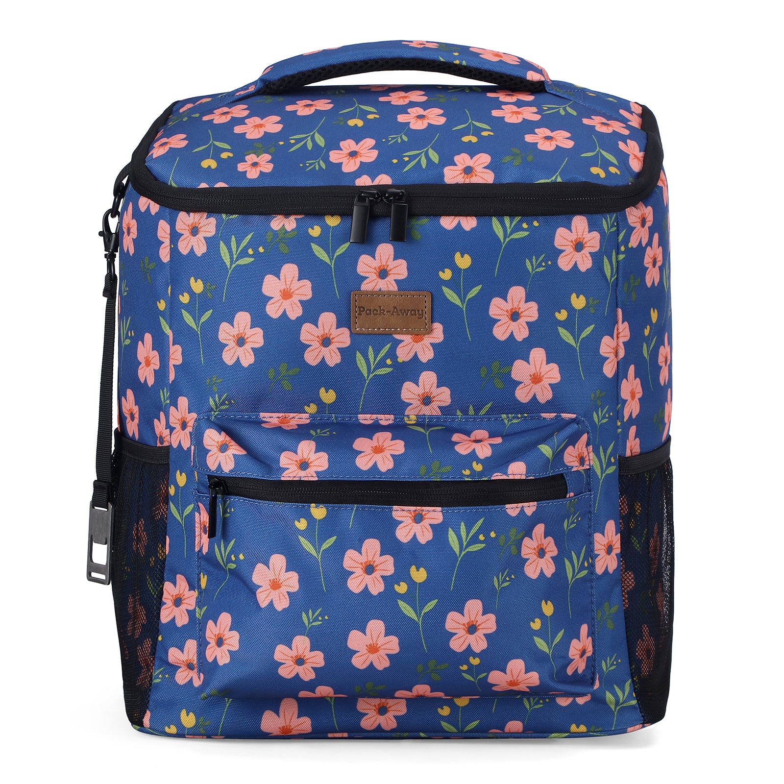 Packaway koeltas rugzak 25 liter met 2 koelelementen en flessenopener - waterafstotend - antidiefstal vak - 4 laags isolatie - Blue Blossom