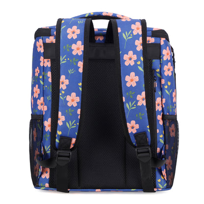 Packaway koeltas rugzak 25 liter met 2 koelelementen en flessenopener - waterafstotend - antidiefstal vak - 4 laags isolatie - Blue Blossom
