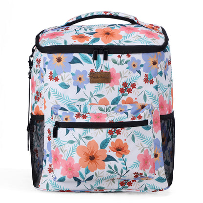 Packaway koeltas rugzak 25 L met 2 koelelementen en flessenopener - waterafstotend - anti diefstal vak - Pastel Blossom