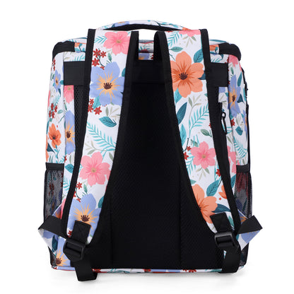 Packaway koeltas rugzak 25 L met 2 koelelementen en flessenopener - waterafstotend - anti diefstal vak - Pastel Blossom