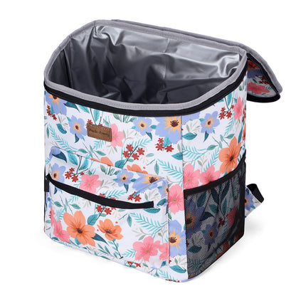 Packaway koeltas rugzak 25 L met 2 koelelementen en flessenopener - waterafstotend - anti diefstal vak - Pastel Blossom
