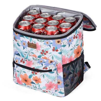 Packaway koeltas rugzak 25 L met 2 koelelementen en flessenopener - waterafstotend - anti diefstal vak - Pastel Blossom
