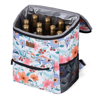 Packaway koeltas rugzak 25 L met 2 koelelementen en flessenopener - waterafstotend - anti diefstal vak - Pastel Blossom