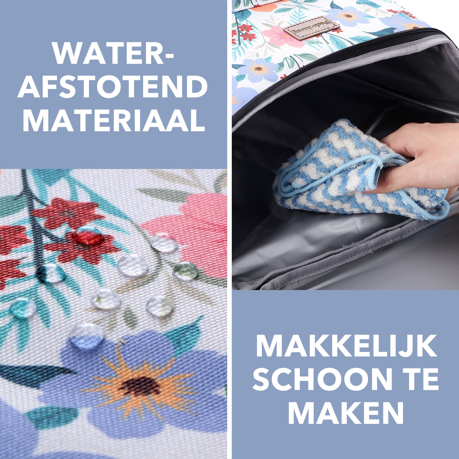 Packaway koeltas rugzak 25 L met 2 koelelementen en flessenopener - waterafstotend - anti diefstal vak - Pastel Blossom