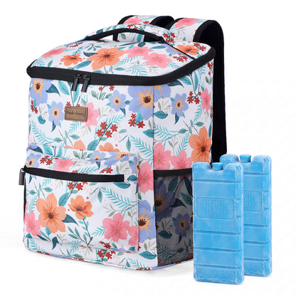 Packaway koeltas rugzak 25 L met 2 koelelementen en flessenopener - waterafstotend - anti diefstal vak - Pastel Blossom
