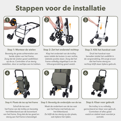 Packaway Boodschappentrolley 60L groen - incl. koelvak - steekwagenfunctie - Groen / 60 Liter