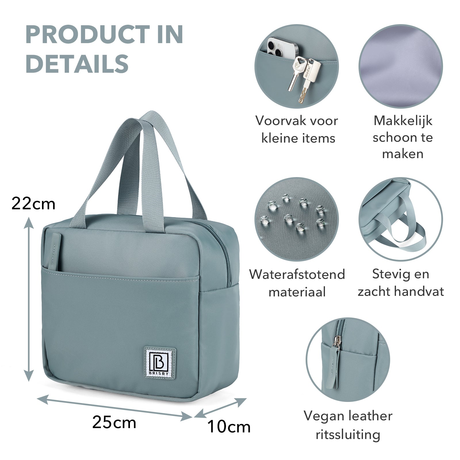 Brisby 4 laags geïsoleerde koeltas 4 liter - lunchtas en kolftas - 10 uur koel - mist blauw