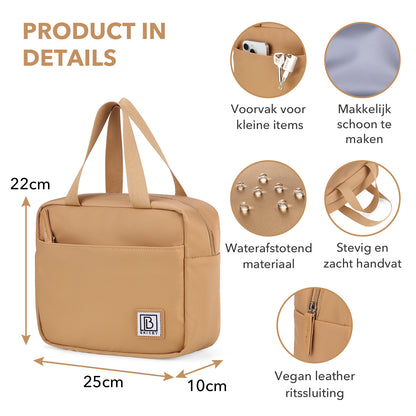 Brisby 4 laags geïsoleerde koeltas 4 liter - lunchtas en kolftas - 10 uur koel - camel brown