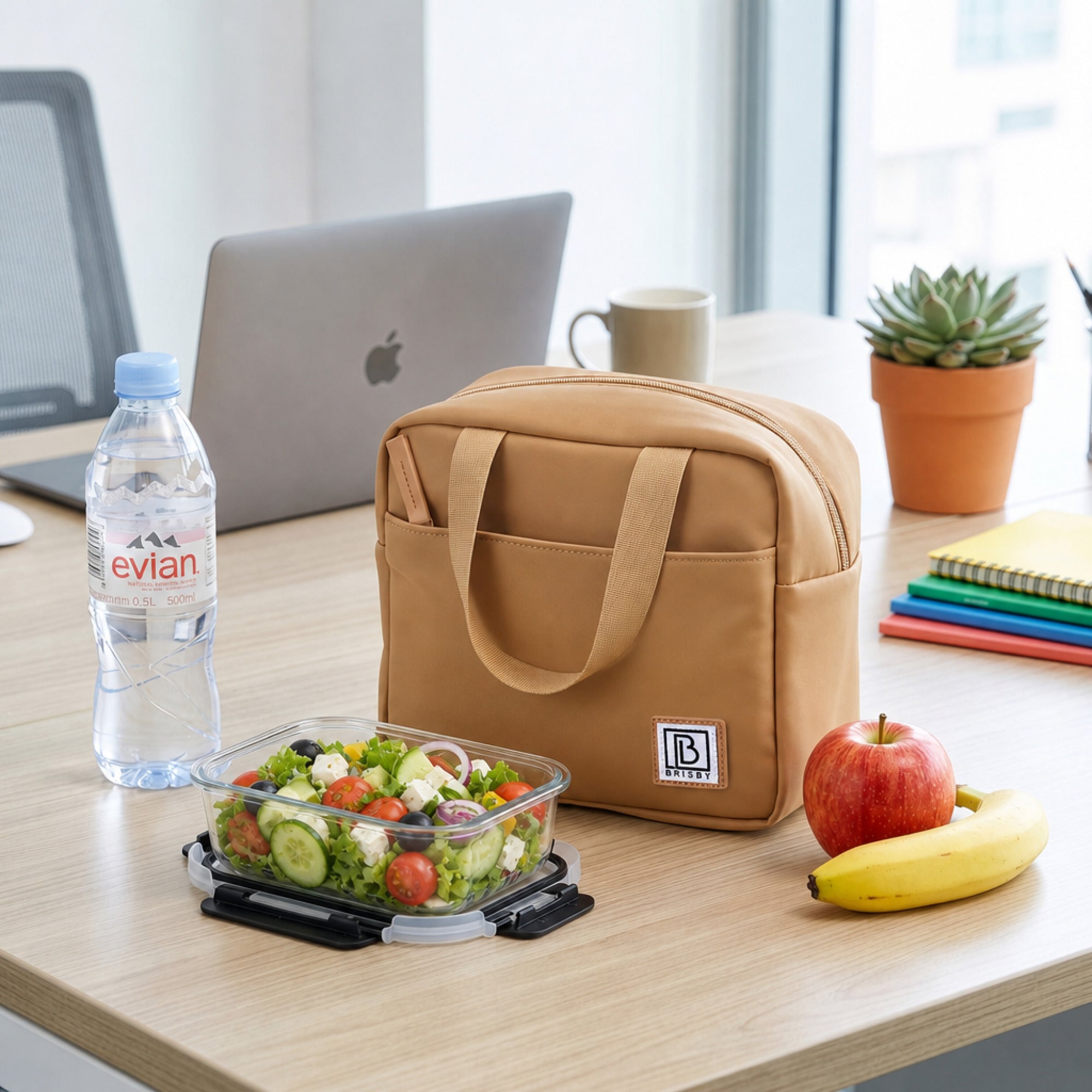 Brisby 4 laags geïsoleerde koeltas 4 liter - lunchtas en kolftas - 10 uur koel - camel brown