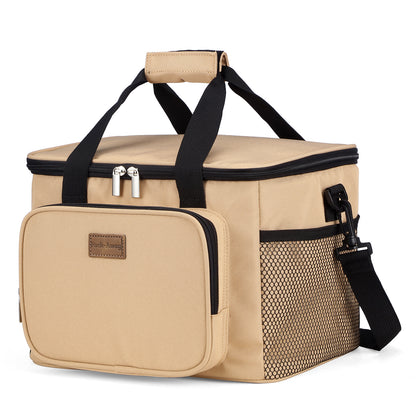 Packaway 4 laags geisoleerde koeltas 15 liter beige - opvouwbare lunchtas met schouderband en 2 koelelementen