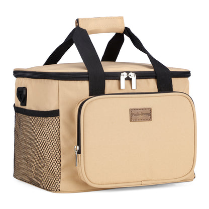 Packaway 4 laags geisoleerde koeltas 15 liter beige - opvouwbare lunchtas met schouderband en 2 koelelementen