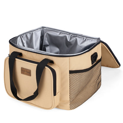 Packaway 4 laags geisoleerde koeltas 15 liter beige - opvouwbare lunchtas met schouderband en 2 koelelementen