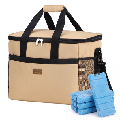 Packaway geïsoleerde lunchtas en koeltas 30 liter beige met 4 koelelementen