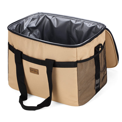 Packaway geïsoleerde lunchtas en koeltas 30 liter beige met 4 koelelementen