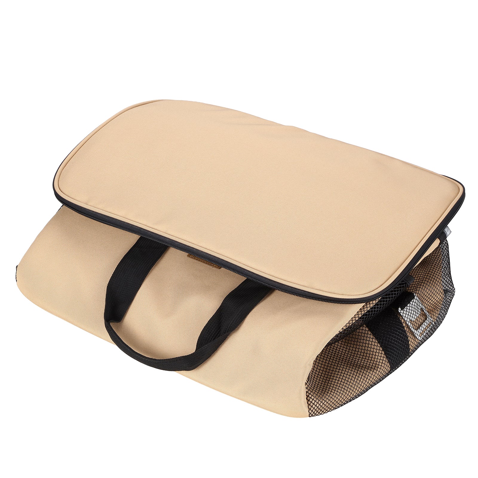 Packaway geïsoleerde koeltas 40 liter beige opvouwbare lunchtas met schouderband en 6 koelelementen