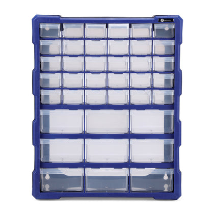 Packaway ladenkast met 39 laden, assortimentskast en opbergsysteem, blauw en zwart