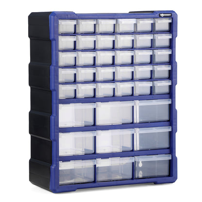 Packaway ladenkast met 39 laden, assortimentskast en opbergsysteem, blauw en zwart
